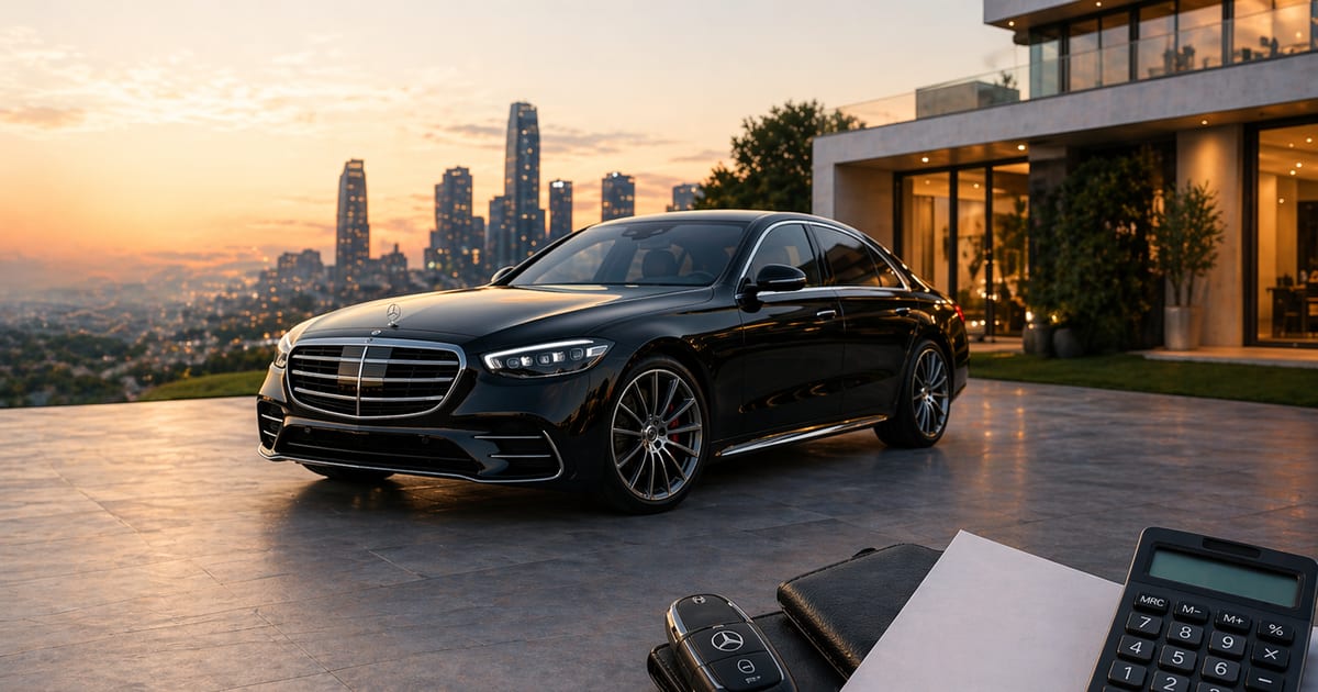 Porsche Panamera noire dans un showroom premium avec un conseiller financier