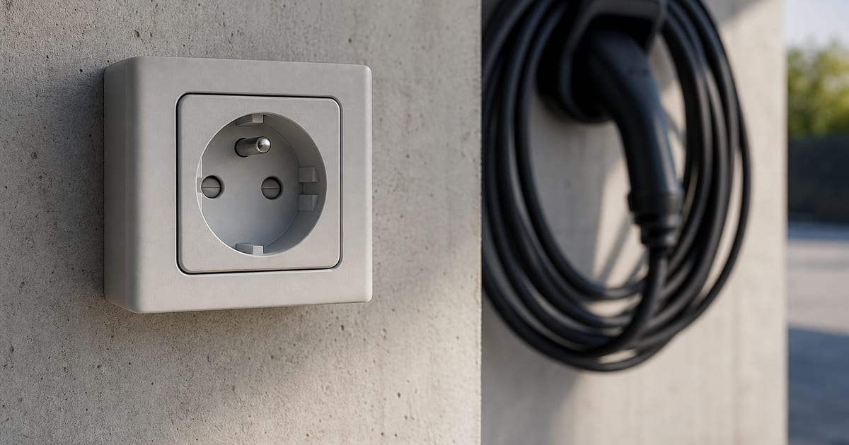 Prise électrique de garage avec obturateurs de sécurité visibles derrière les ouvertures